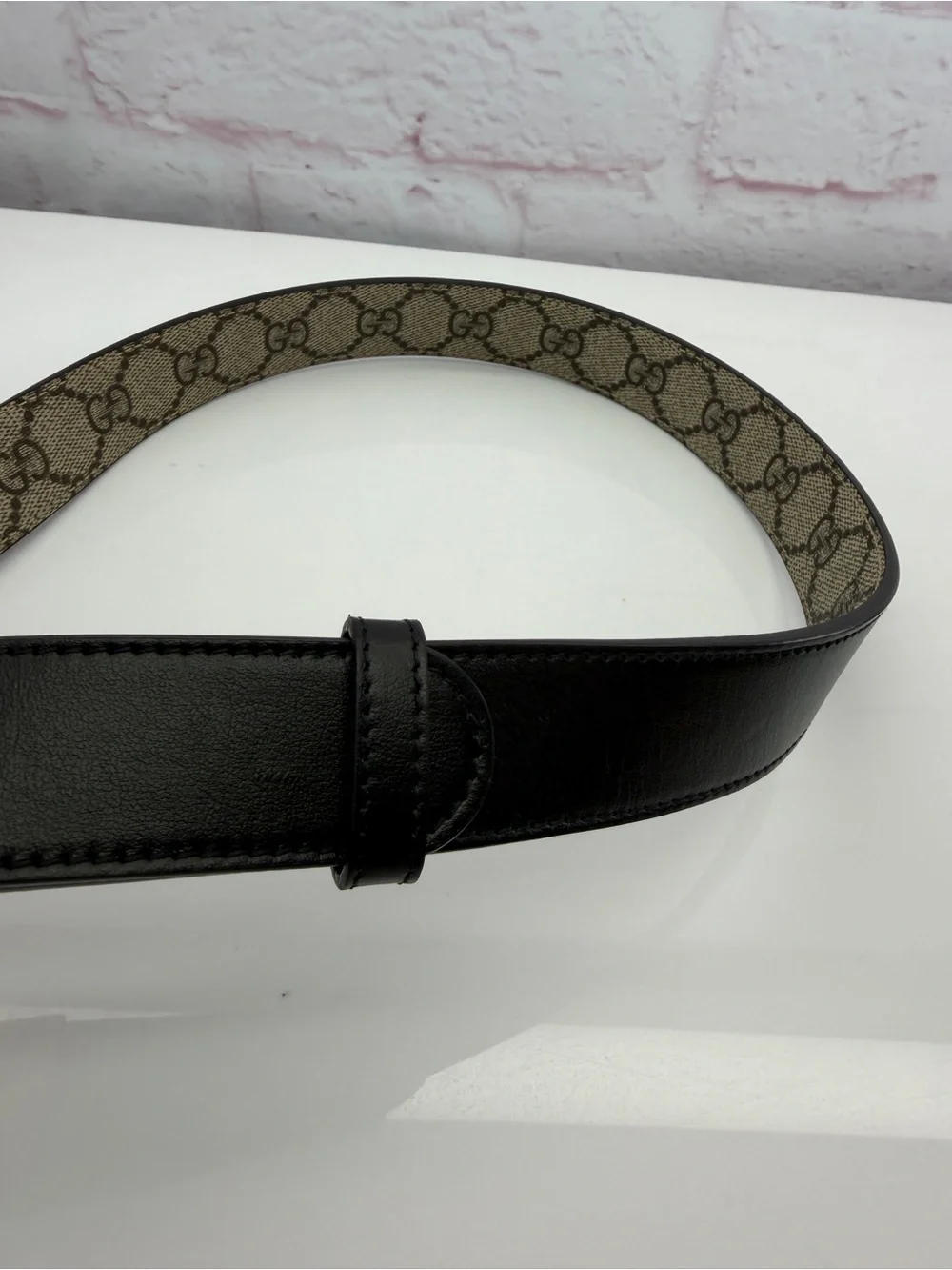 Gucci Gg Supreme Marmont Reversible Belt Monogram Black 80/32